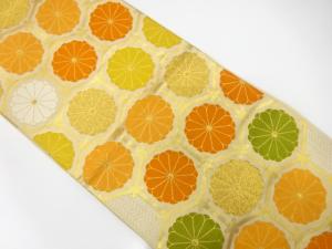 アンティーク　亀甲繋ぎに菊模様織り出し袋帯（材料）